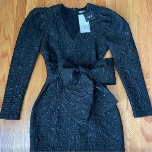 Zara Black Textured Mini Dress